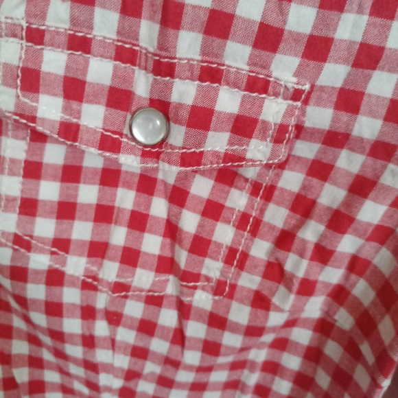 Gingham red and white shirt size S - Picture 2 of 8